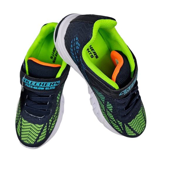 Skechers S-Lights Flex-Glow Elite Vorlo Navy/Multi NIB Kids' Size 3 - Picture 11 of 13